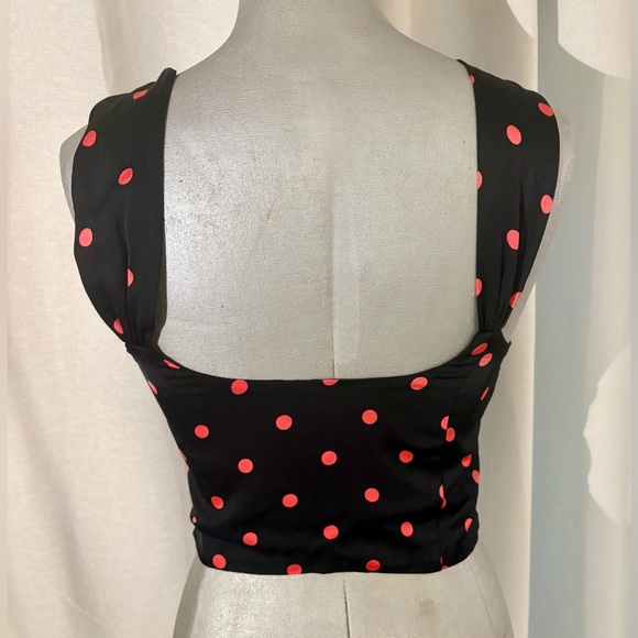 For Love & Lemons Jenny Dot Crop Top – Peach Dot Polka Dot Satin Top XS - Picture 8 of 10